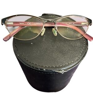 DKNY by Donna Karen Pink and Silver Semi-Rimless cat eye frames glasses
